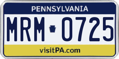 PA license plate MRM0725