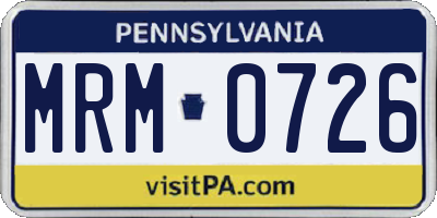PA license plate MRM0726