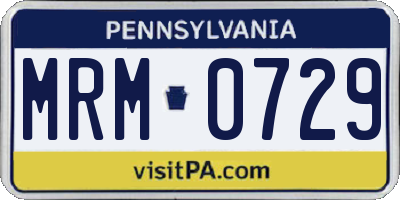 PA license plate MRM0729