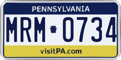 PA license plate MRM0734