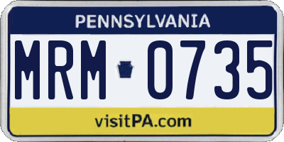PA license plate MRM0735
