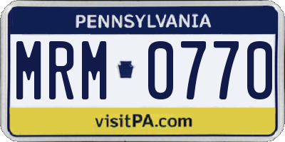 PA license plate MRM0770