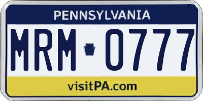 PA license plate MRM0777