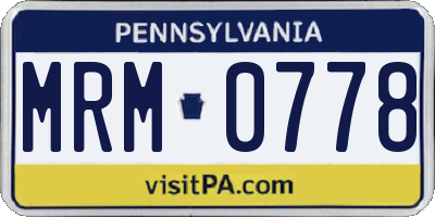 PA license plate MRM0778