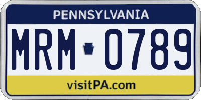 PA license plate MRM0789