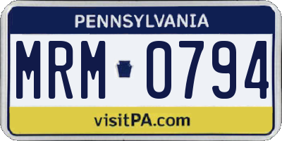 PA license plate MRM0794