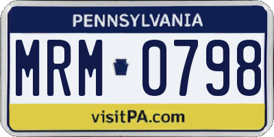 PA license plate MRM0798
