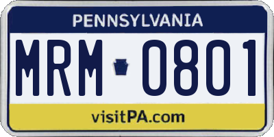 PA license plate MRM0801