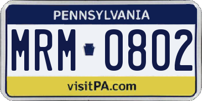 PA license plate MRM0802