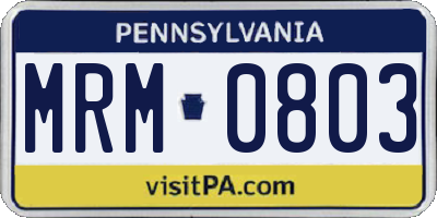 PA license plate MRM0803