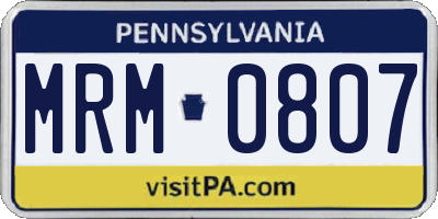 PA license plate MRM0807