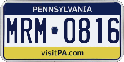 PA license plate MRM0816