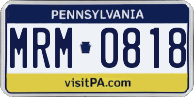 PA license plate MRM0818