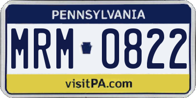 PA license plate MRM0822