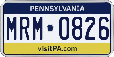 PA license plate MRM0826
