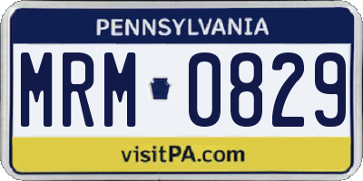 PA license plate MRM0829