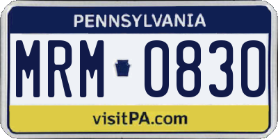 PA license plate MRM0830