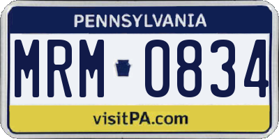 PA license plate MRM0834