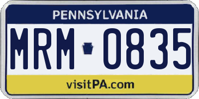 PA license plate MRM0835