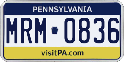 PA license plate MRM0836