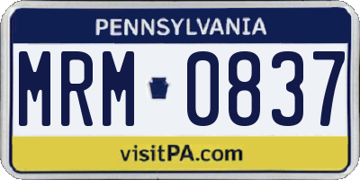 PA license plate MRM0837