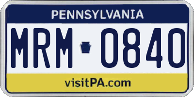 PA license plate MRM0840