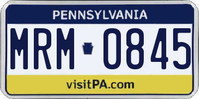 PA license plate MRM0845