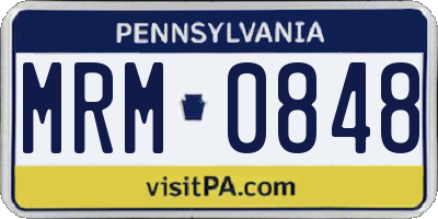 PA license plate MRM0848
