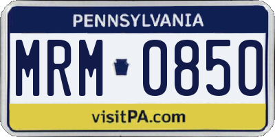 PA license plate MRM0850