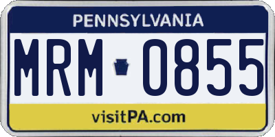 PA license plate MRM0855