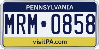 PA license plate MRM0858
