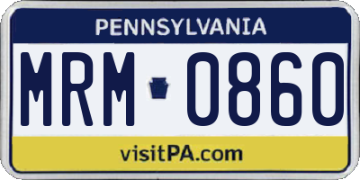 PA license plate MRM0860
