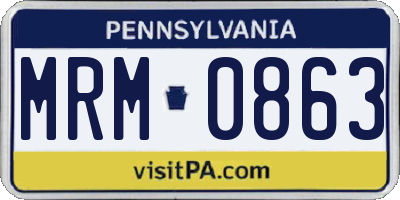 PA license plate MRM0863