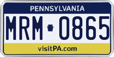 PA license plate MRM0865
