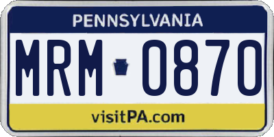 PA license plate MRM0870