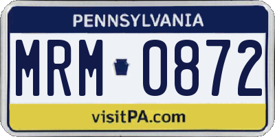 PA license plate MRM0872