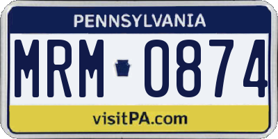 PA license plate MRM0874