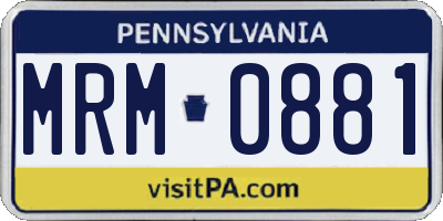 PA license plate MRM0881