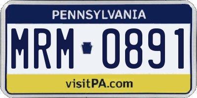 PA license plate MRM0891
