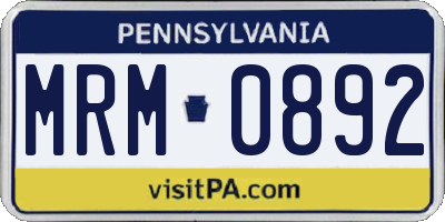 PA license plate MRM0892