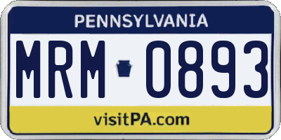 PA license plate MRM0893
