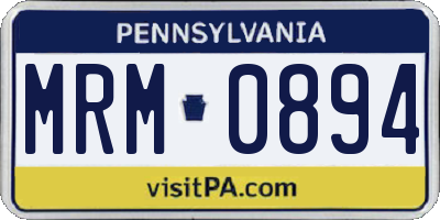PA license plate MRM0894