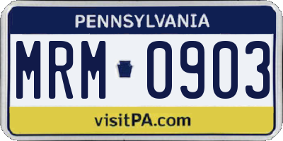 PA license plate MRM0903