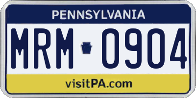 PA license plate MRM0904