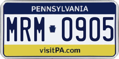 PA license plate MRM0905
