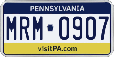 PA license plate MRM0907