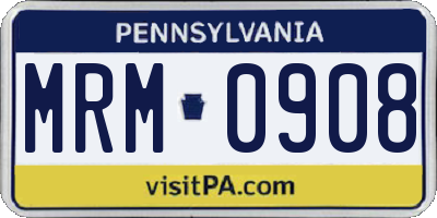 PA license plate MRM0908