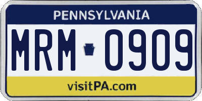 PA license plate MRM0909