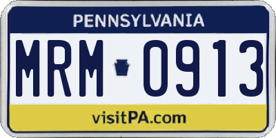 PA license plate MRM0913
