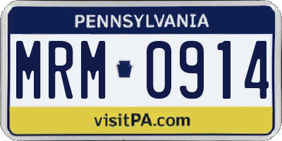 PA license plate MRM0914
